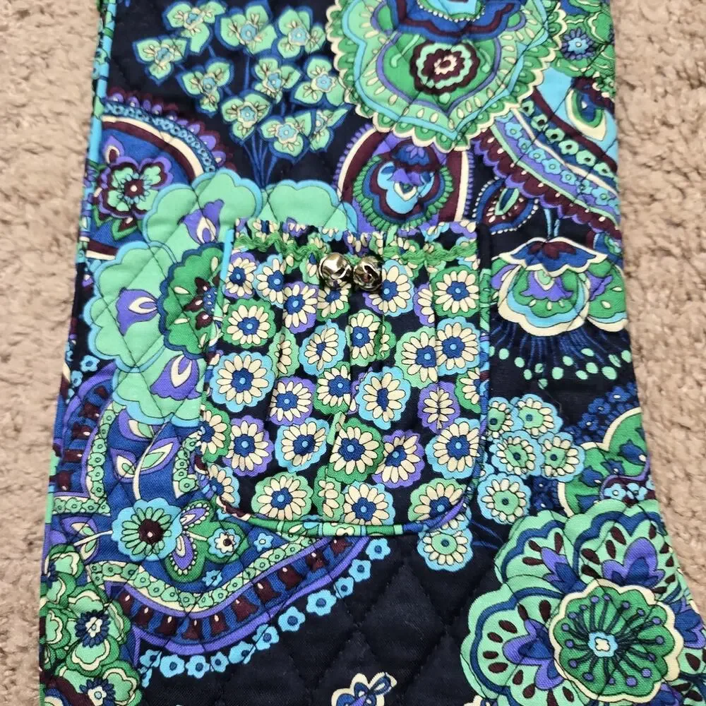 Vera Bradley Christmas paisley Stocking Blue Rhapsody with Bells